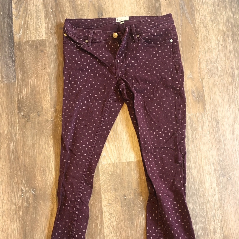 Burgundy patterned Roxy denim jeans
